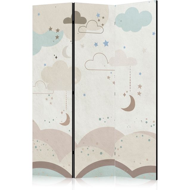 CONFIGURABLE PÄÄTUOTE - Sermi - Cloudy Night Sky - Moons in Browns and Beiges Amid Numerous Clouds and Stars on a Light Background 35177