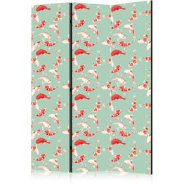 Sermi Artgeist Fish and Japanese Pattern - Koi Fish in Orange-Cream Colors on a Green-Mint Background with an Oriental Pattern, eri vaihtoehtoja