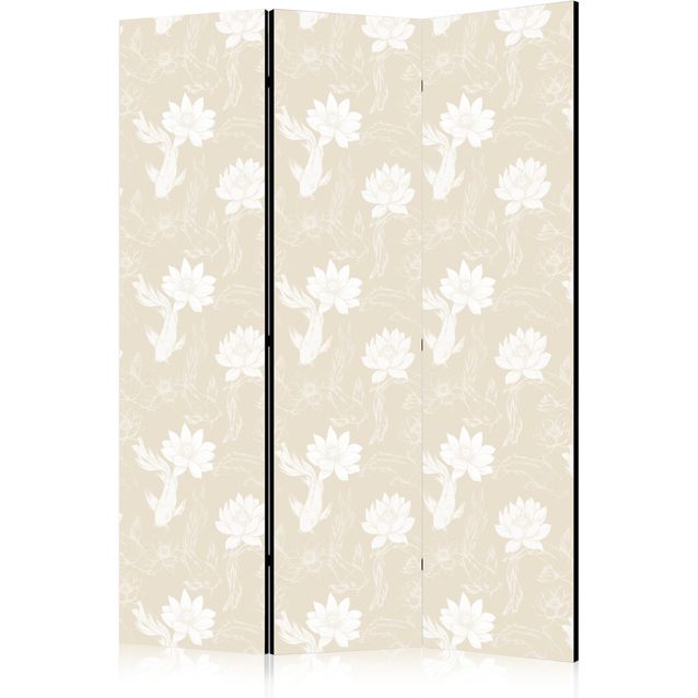 CONFIGURABLE PÄÄTUOTE - Sermi - Fish and Water Lilies - Bright Oriental Fish Swimming Among Water Flowers on a Delicate Sand-Beige Background 10702