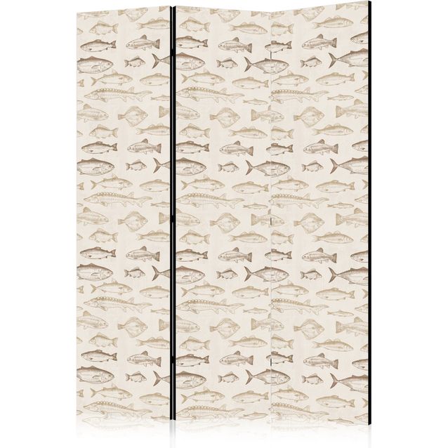 CONFIGURABLE PÄÄTUOTE - Sermi - Fish in Beige Tones - Various Species of Fish in Beige-Brown Colors Presented in Vintage Style on a Light Background 10900