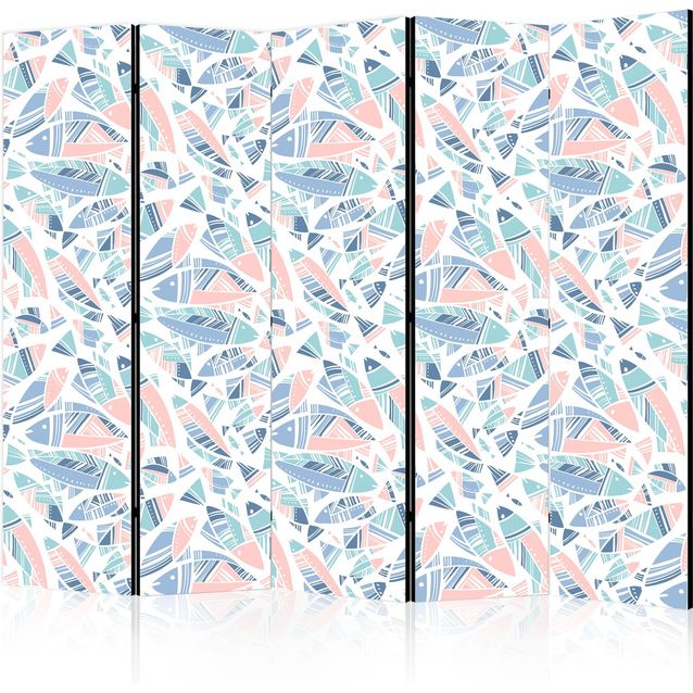 CONFIGURABLE PÄÄTUOTE - Sermi - Fish in Minimalist Style - Fish in Aztec Style in Pastel Color Tones on a White Background 07979