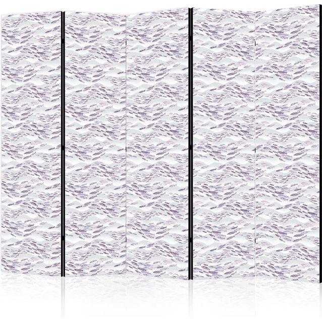 CONFIGURABLE PÄÄTUOTE - Sermi - Fish in Muted Colors - a School of Small Fishes in Light Purple And Delicate Pink Against Grey Waves 08341