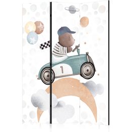 Sermi Artgeist Galactic Races - Bear Participating in Car Races Among Planets - Clouds - and Stars in Pastel Hues, eri vaihtoehtoja