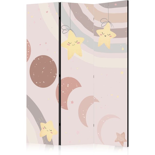 CONFIGURABLE PÄÄTUOTE - Sermi - Joyful Sky - Yellow Cheerful Stars with a Rainbow Against the Phases of the Moon - in the Sky Colored Light Beige 35016