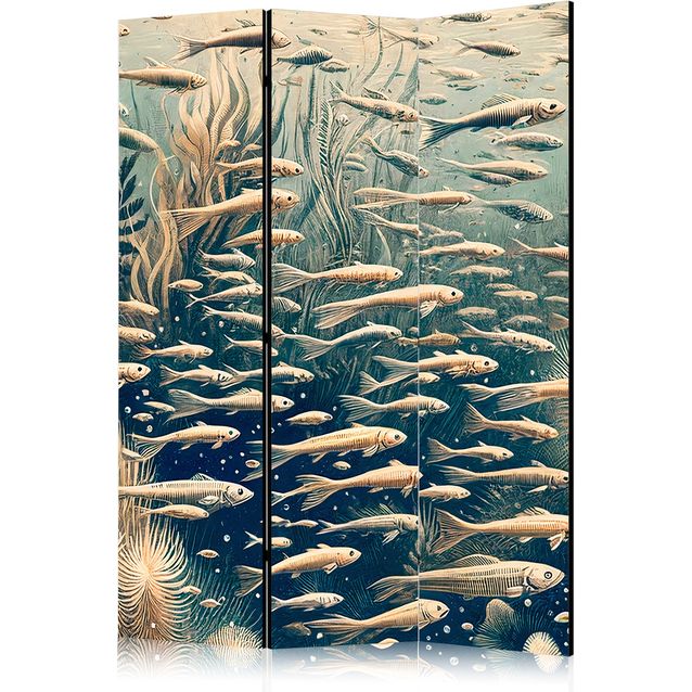 CONFIGURABLE PÄÄTUOTE - Sermi - Life in the Ocean - Underwater World of Fish and Vegetation in Beige and Navy Colors in Retro Style 11679