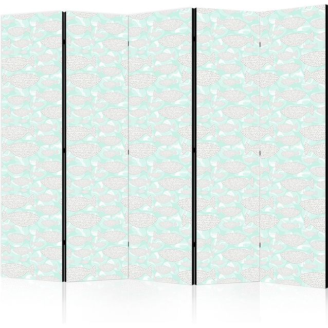 CONFIGURABLE PÄÄTUOTE - Sermi - Minimalist Fish - Fishes With Grey Dots Against a Crystal Sheet of Water in Mint Green Colors 54065