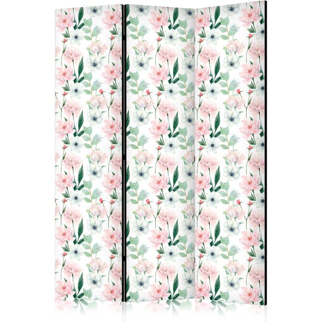 CONFIGURABLE PÄÄTUOTE - Sermi - Peonies - Pink and White Flowers and Green Leaves on a White Background 11266