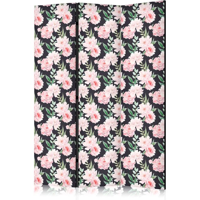 CONFIGURABLE PÄÄTUOTE - Sermi - Peonies - Pink Flowers and Green Leaves on a Graphite Background 11204