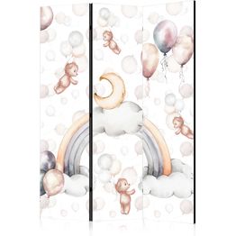 Sermi Artgeist Plush Bears with Balloons - Flying Light-Brown Bears Among Balloons - Clouds - and Rainbows in Subdued - Pastel Hues, eri vaihtoehtoja
