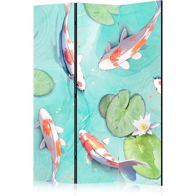 CONFIGURABLE PÄÄTUOTE - Sermi - Spectacular Fish - White-Orange Koi Fish Swimming in Crystal Clear Water with Water Lilies 09997