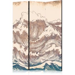 Sermi Artgeist Stormy Ocean - High Waves in Brown and Navy Colors on a Beige Background in Vintage Style, eri vaihtoehtoja