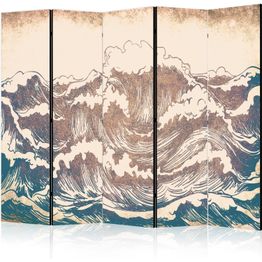 Sermi Artgeist Turbulent Ocean - High Waves in Brown And Navy Colors on a Beige Background in Vintage Style, eri vaihtoehtoja