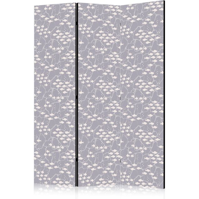 CONFIGURABLE PÄÄTUOTE - Sermi - Underwater School of Small Fish - Tiny Light-Beige Fishes Against Marine Depths in Grey Shades 10795