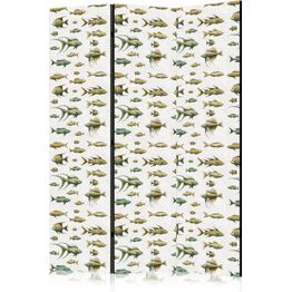 Sermi Artgeist Unusual Species of Fish - A Cluster of Fish in Muted Colors in Retro Style on a Background of Beige Strokes, eri vaihtoehtoja