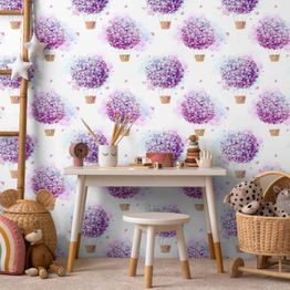 Tapetti Artgeist Balloons of Flowers, harmaa, 50cm x 10m