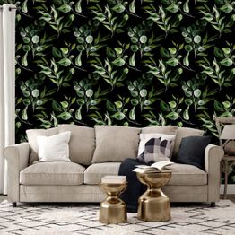 Tapetti Artgeist Bouquet of Greenery, musta, 50cm x 10m
