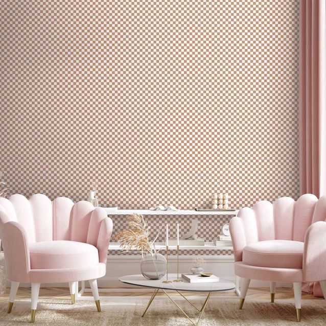 Tapetti - Checkerboard Pattern - Brown-White Grid with a Subtle Noise