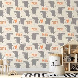 Tapetti Artgeist Cute Wolf, valkoinen, 50cm x 10m