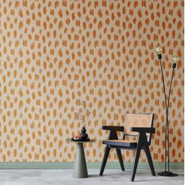 Tapetti Artgeist Drawn Pattern in Dots and Spots in shades of orange and ecru, valkoinen, 50cm x 10m