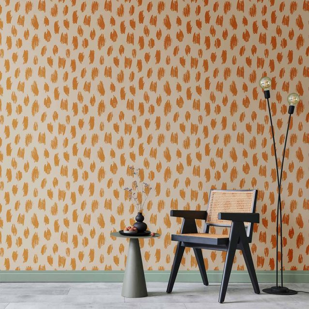 Tapetti - Drawn Pattern in Dots and Spots - in shades of orange and ecru.