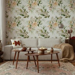 Tapetti Artgeist Flowers in the Clouds, beige, 50cm x 10m