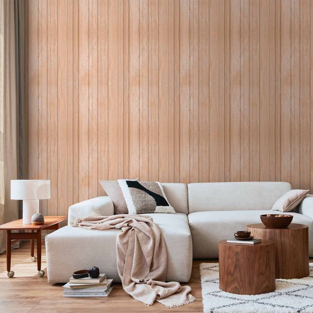Tapetti - Light Wood - Vertical panels in a warm beige shade.