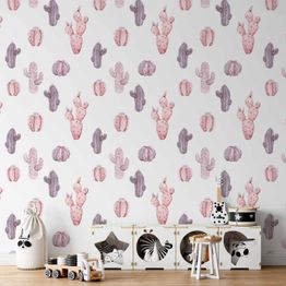 Tapetti Artgeist Pink Cacti, harmaa, 50cm x 10m