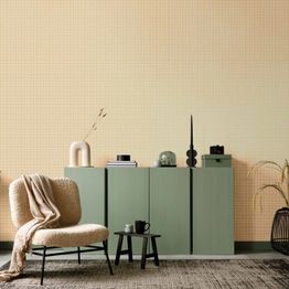 Tapetti Artgeist Waving Lines Creamy Grid on a Noisy Pastel Background, beige, 50cm x 10m