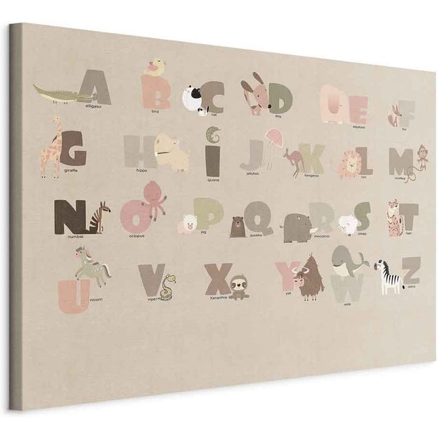 CONFIGURABLE PÄÄTUOTE - Taulu - Alphabet at the Zoo - Joyful Animals and Their Names on a Beige Background 37744
