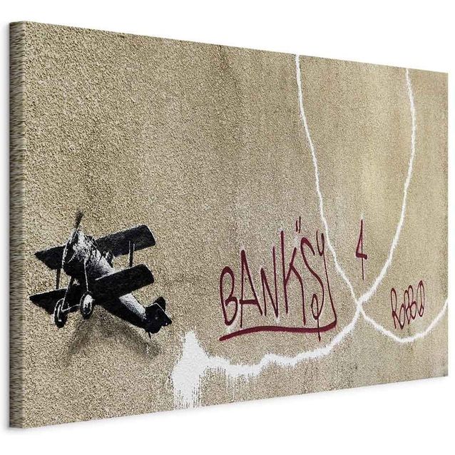 CONFIGURABLE PÄÄTUOTE - Taulu - Banksy's Plane (1-part) - Red Graffiti Text on Mural Background 44842