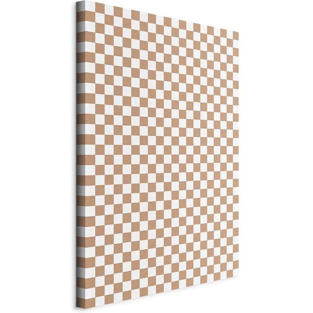 CONFIGURABLE PÄÄTUOTE - Taulu - Checkerboard Pattern - Brown-White Grid with a Subtle Noise 25284
