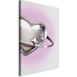 Taulu Artgeist Cosmic Heart - Silver Heart with a Ring on a Purple Background, eri vaihtoehtoja