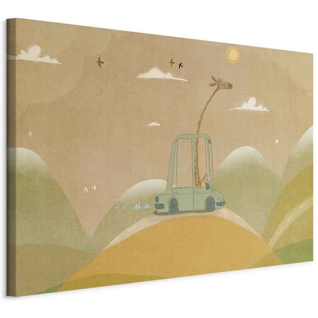CONFIGURABLE PÄÄTUOTE - Taulu - Dreamy Traveler - A Cheerful Giraffe Driving a Car on a Sunny Day 40058