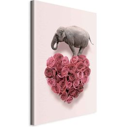 Taulu Artgeist Elephant Lover (1-part) - Elephant Amid Pink Flowers, eri vaihtoehtoja