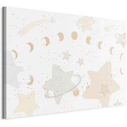 Taulu Artgeist Fairy-Tale Galaxy - Phases of the Moon in Yellow Tones Among Stars in Beige and Ash Colors with Stardust, eri vaihtoehtoja