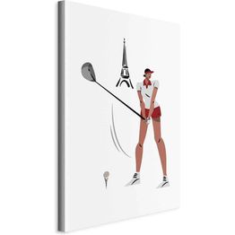 Taulu Artgeist Female Golfer With the Eiffel Tower in the Background - Illustration, eri vaihtoehtoja