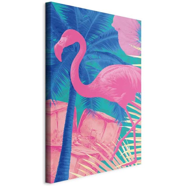CONFIGURABLE PÄÄTUOTE - Taulu - Pink Flamingo - Abstract Flamingo Against Palms and Ice Cubes 43288