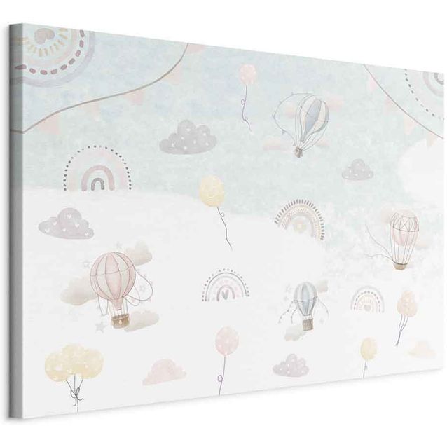 CONFIGURABLE PÄÄTUOTE - Taulu - Sky with Balloons - Balloons in Subdued Colors Flying in the Sky Among Clouds Rainbows and Stars 41314