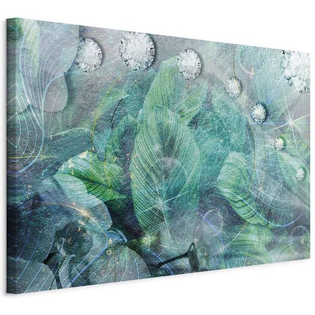 CONFIGURABLE PÄÄTUOTE - Taulu - Turquoise Leaves (1 Part) Wide 84010
