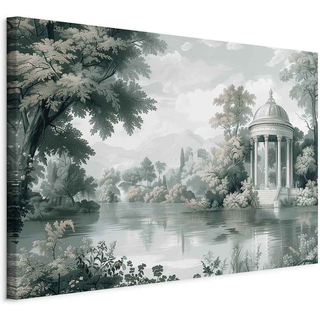 CONFIGURABLE PÄÄTUOTE - Taulu - View of the Park and Lake Retro Vintage Landscape in Greens 23266