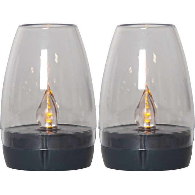 Aurinkokennokoristelyhty Star Trading Tropea Ø6cm 2 kpl grafiitinharmaa