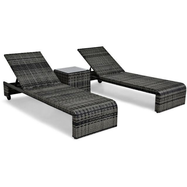 Aurinkosänkysetti Bahamas, sis. sivupöytä, harmaa