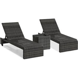 Aurinkosänkysetti Bahamas, sis. sivupöytä säilytystilalla harmaa