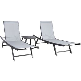 Aurinkosänkysetti Home4you Ario, sis. sivupöytä, harmaa