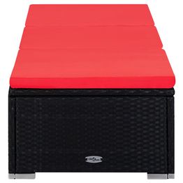 Aurinkotuolisarja 3-osainen pikkupöydällä polyrottinki musta (57667)