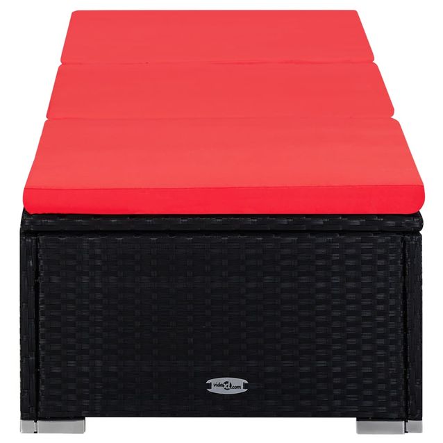 Aurinkotuolisarja 3-osainen pikkupöydällä polyrottinki musta (57667)