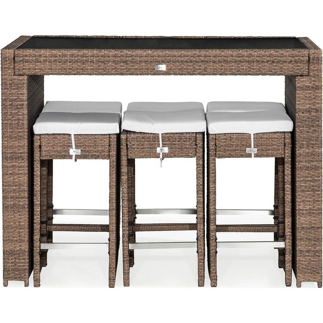 Baariryhmä Bahamas 149 cm pöytä 6 baarijakkaraa hiekka