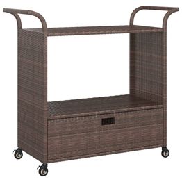Baarivaunu laatikolla ruskea 100x45x97 cm polyrottinki (16662)