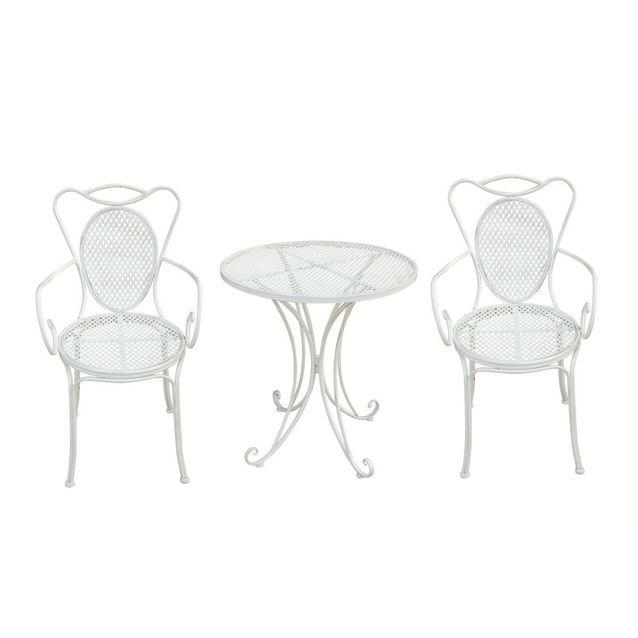 Bistro-setti Chic Garden 3 pöytä + 2 tuolia, valkoinen