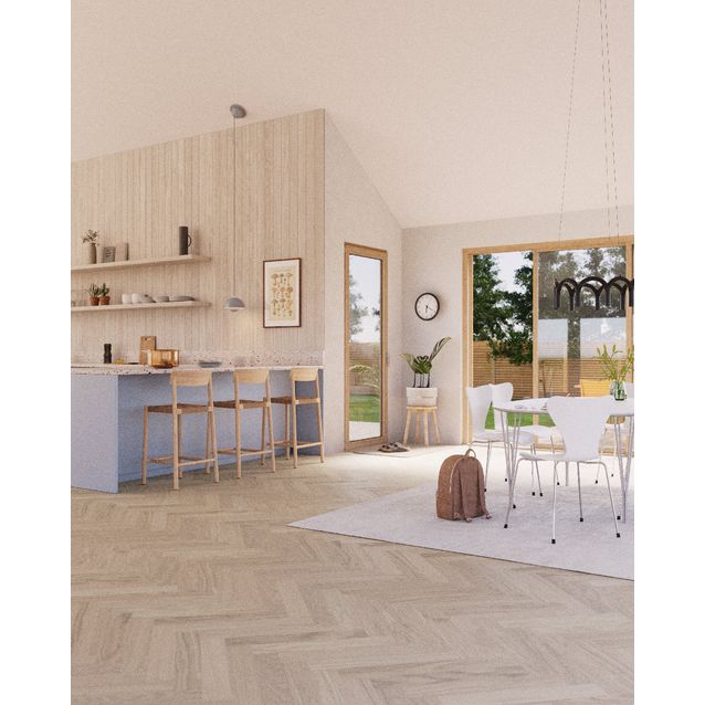 Kovetettu kalanruotolattia Bjelin Woodura Boden 3.0 Modern Oak Select Powder White, eri kokoja